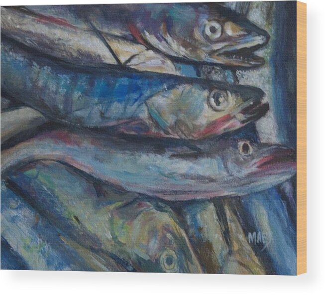 Fish Wood Print featuring the painting Fine kettle of fish by Walt Maes
