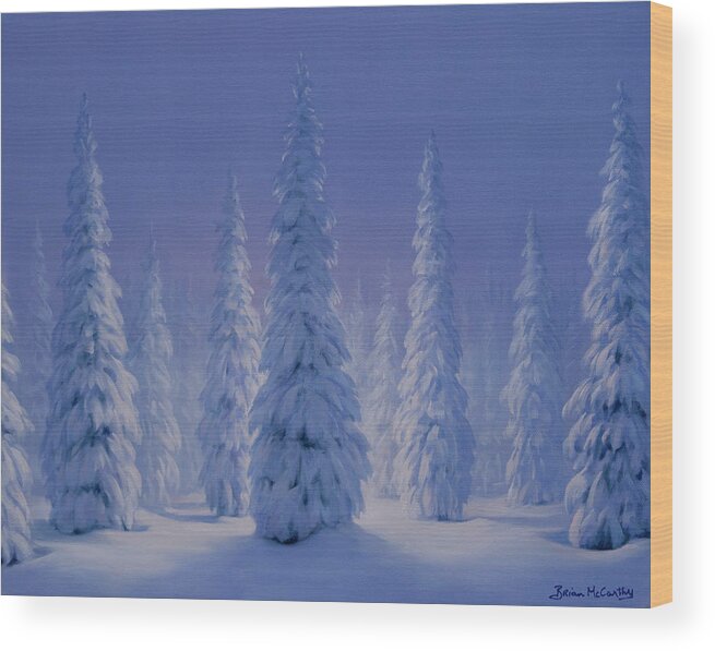 Christmas Card Wood Print featuring the painting Wonderland by Brian McCarthy