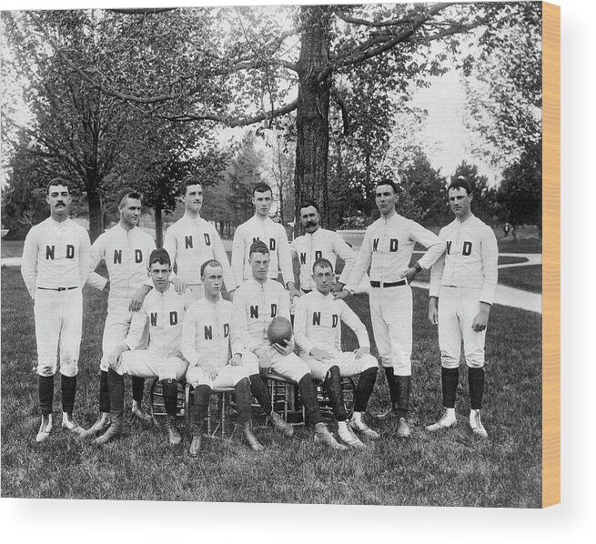 1880's Wood Print featuring the photograph First Notre Dame Football Team by Underwood Archives