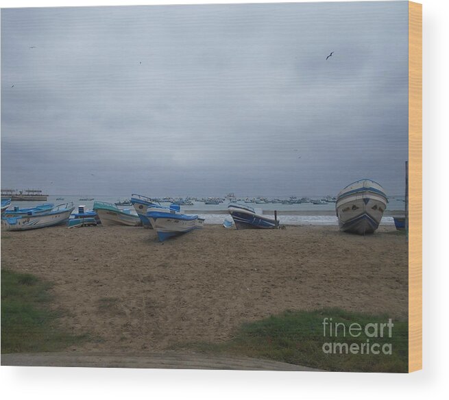 Boats Wood Print featuring the photograph Fishing boats by Nancy Graham