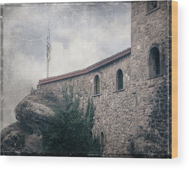 Greece Wood Print featuring the photograph Flags Above the Stones by M Kathleen Warren