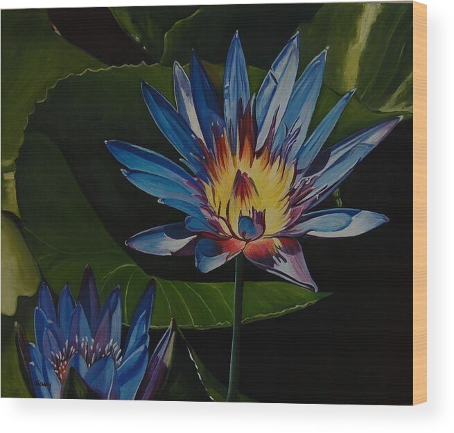 Floral Wood Print featuring the painting Fleur d'amour by Henny Dagenais