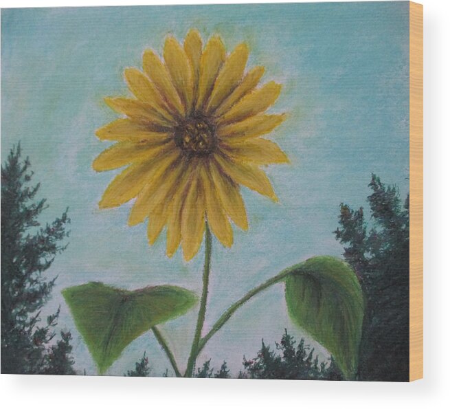 Sun Flower Wood Print featuring the painting Flower of Yellow by Jen Shearer