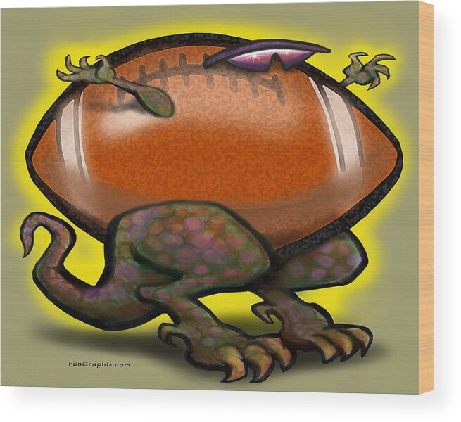 Football Wood Print featuring the digital art Football Beast by Kevin Middleton