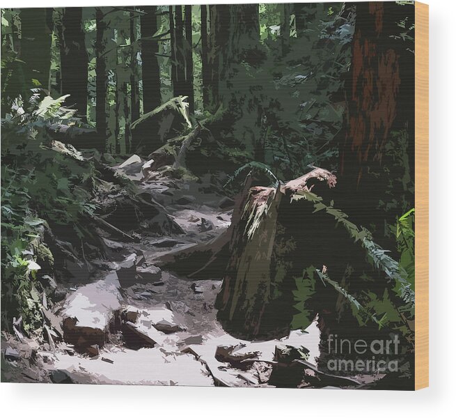 Forest Wood Print featuring the digital art Forest Trail by Kirt Tisdale
