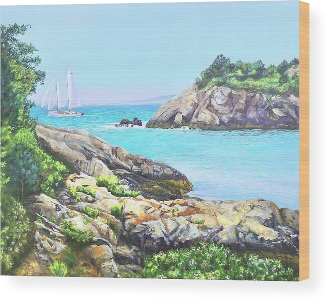 Fort Wetherill Wood Print featuring the painting Fort Wetherill Jamestown RI by Patty Kay Hall