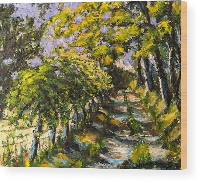 Oil Painting Wood Print featuring the painting French Country Lane by Sherrell Rodgers