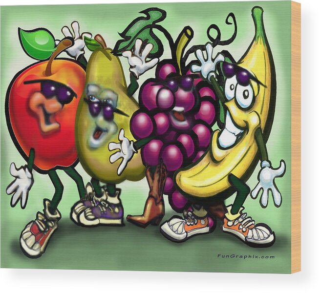 Fruit Wood Print featuring the painting Fruits by Kevin Middleton