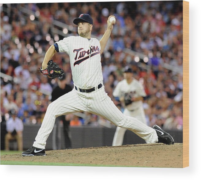 Ninth Inning Wood Print featuring the photograph Glen Perkins by Marilyn Indahl