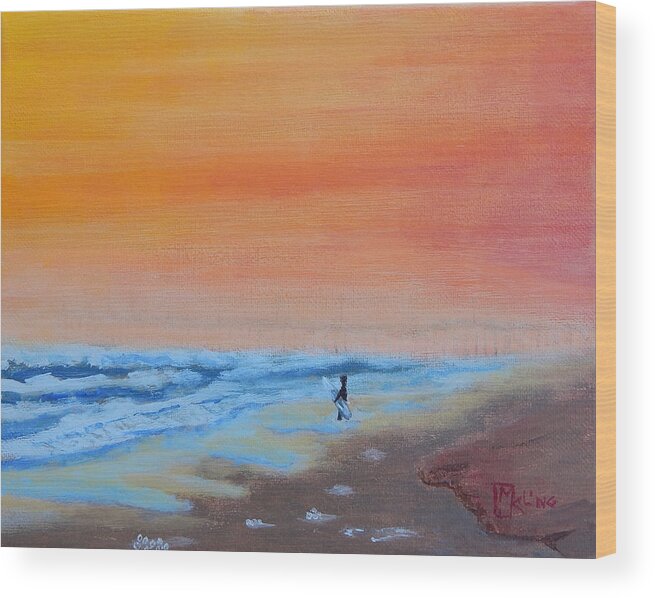 Beach Wood Print featuring the painting Goin' In by Mike Kling