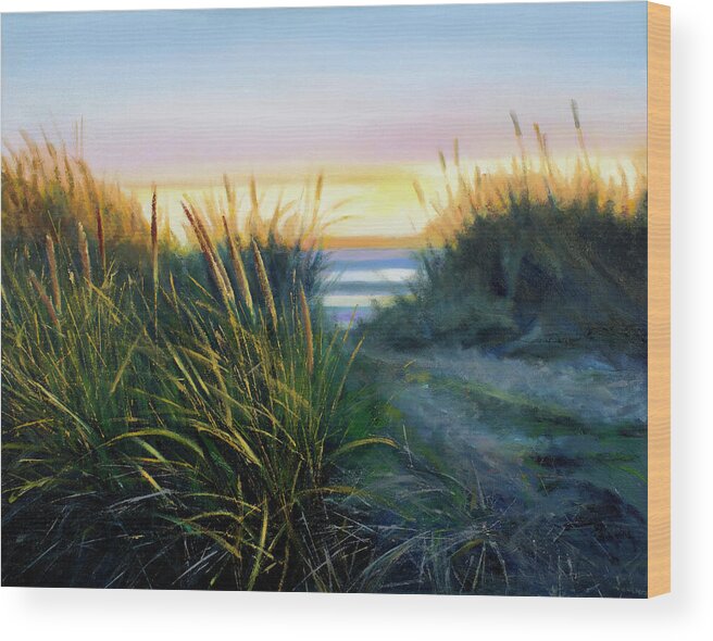 Golden Wood Print featuring the painting Golden Dunes by Lorraine McMillan
