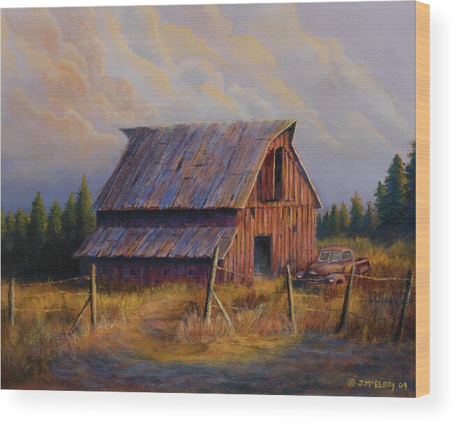 Barn Wood Print featuring the painting Grandpas Truck by Jerry McElroy