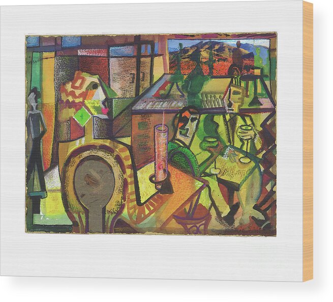 Wood Print featuring the painting Picassos Cafe #2 by Cherie Salerno