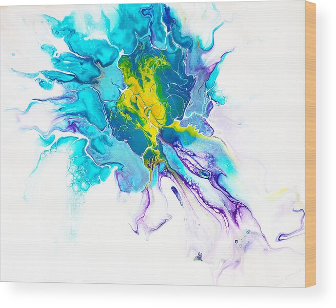 Abstract Wood Print featuring the painting Green Turtle by Christine Bolden