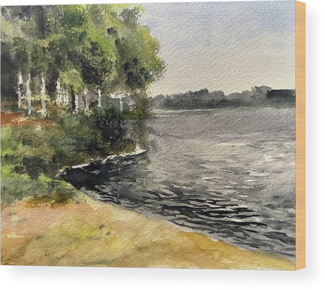 Watercolor Wood Print featuring the painting Greensboro North Carolina by Larry Whitler