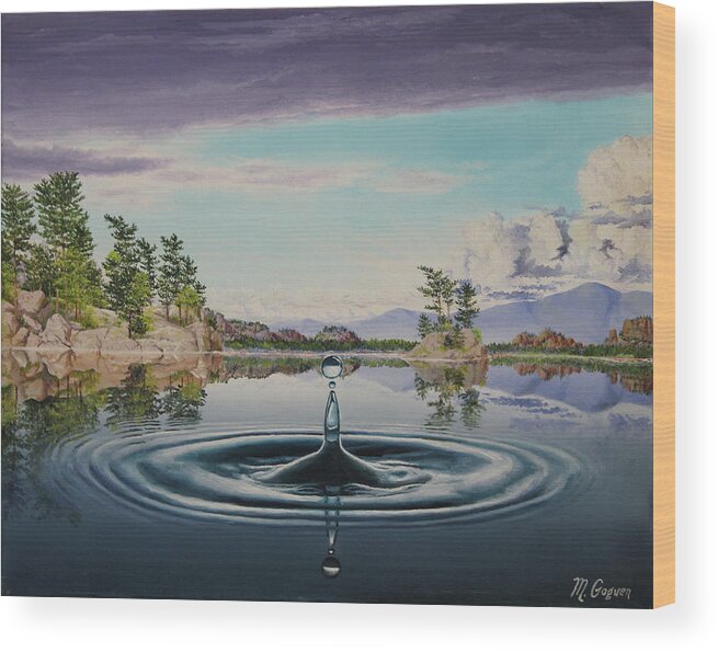 Lake Wood Print featuring the painting H2O by Michael Goguen