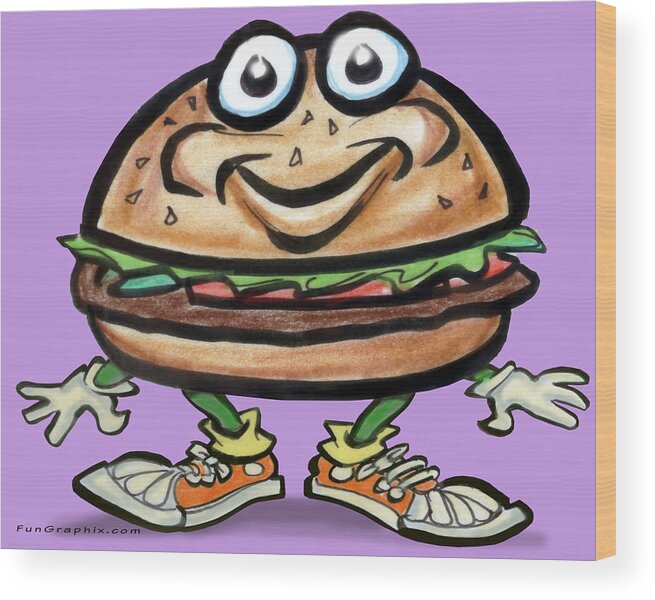 Hamburger Wood Print featuring the digital art Hamburger by Kevin Middleton