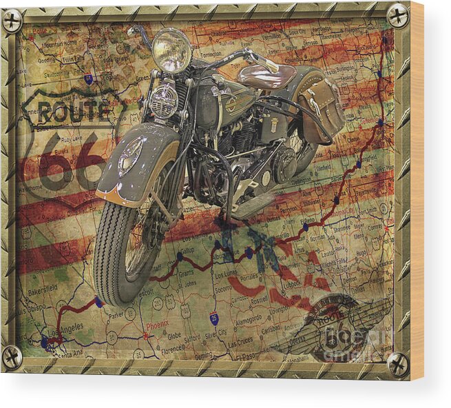 Motorcycles Wood Print featuring the photograph Harley On 66 by John Anderson