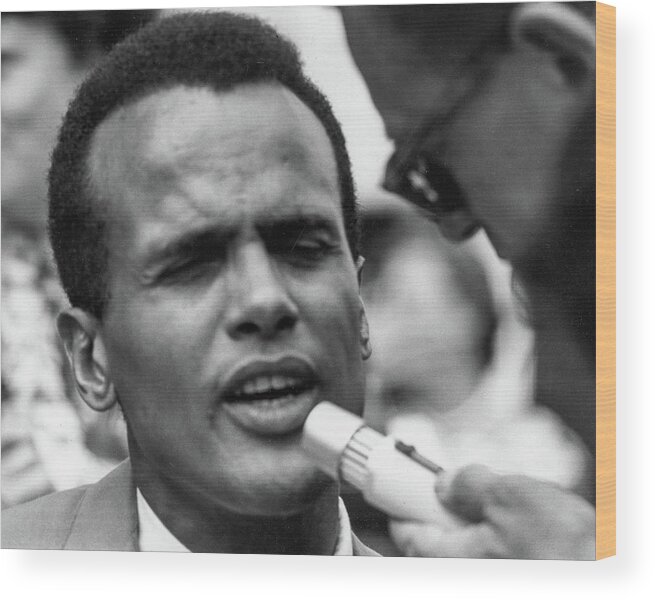 Harry Belafonte Wood Print featuring the photograph Harry Belafonte at the civil rights march Washington DC by US Archives