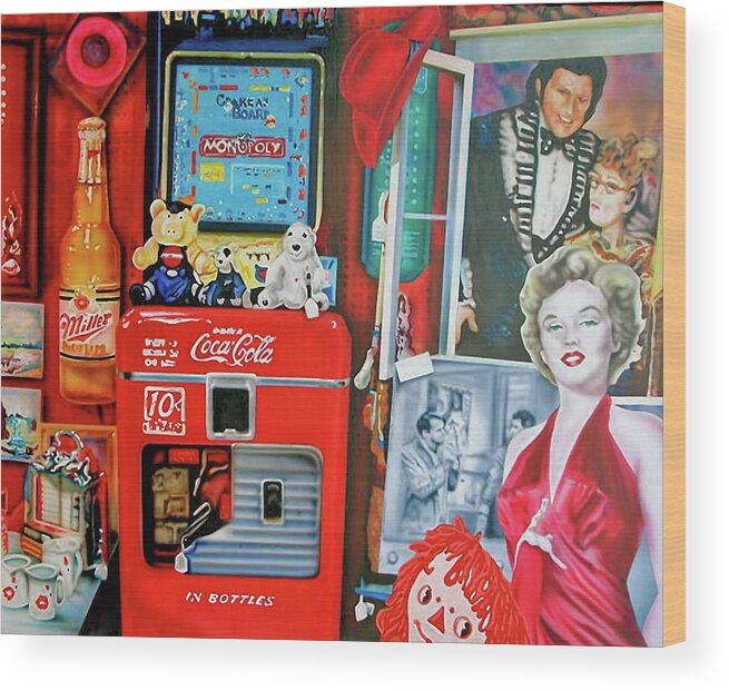 Coke Wood Print featuring the painting Have a Coke and a Smile by Thom MADro