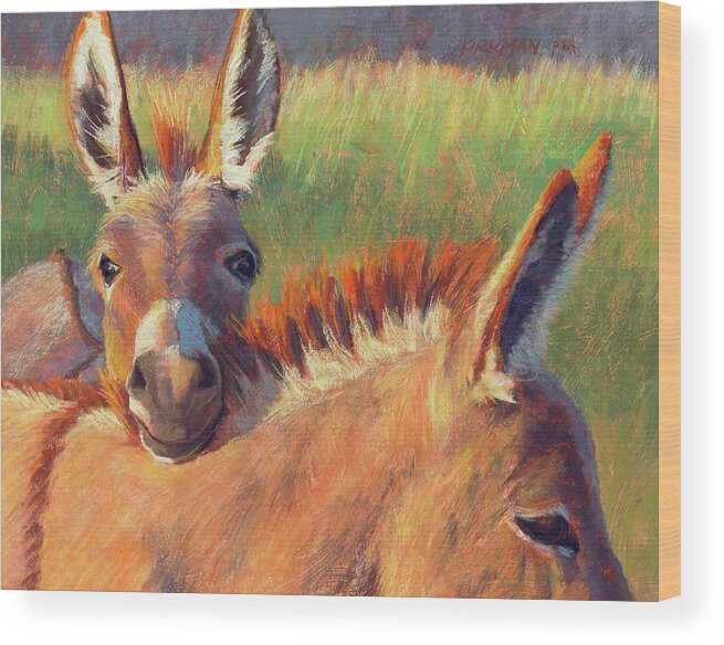 Animals Wood Print featuring the pastel Head Rest by Rita Kirkman