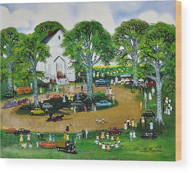 Helen Lafrance Church Fair Wood Print featuring the painting Helen LaFrance Church Fair by MotionAge Designs