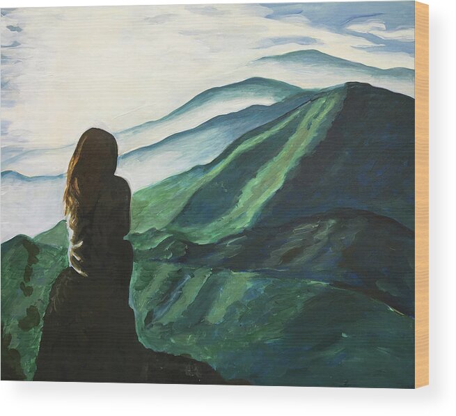Mountains Wood Print featuring the painting High Rock by Pamela Schwartz