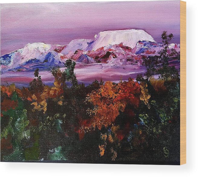 Highland Mountains Wood Print featuring the painting Highlands Morning Sunrise by Cheryl Nancy Ann Gordon