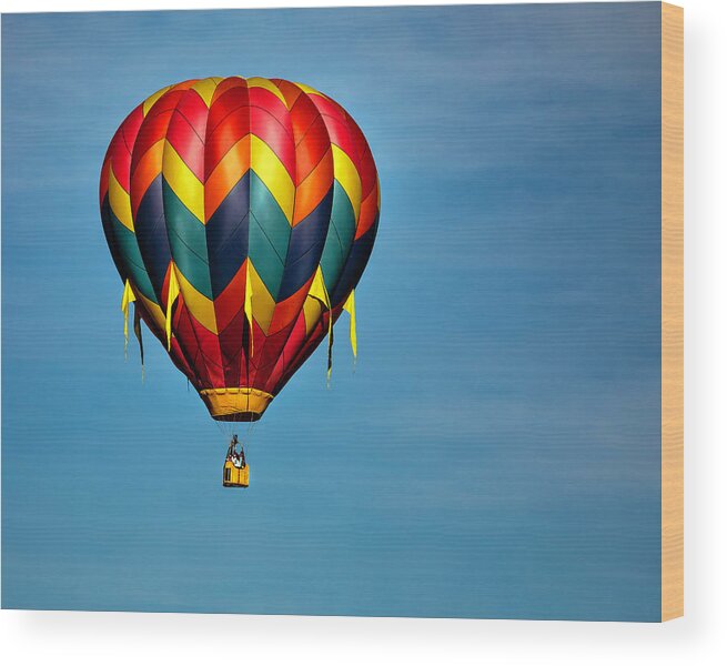 Hot Air Balloon Wood Print featuring the photograph Hot Air Balloon in Flight 4 by James Sage