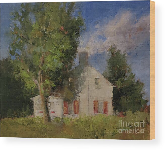 Country Wood Print featuring the painting House Cedar by Mary Hubley