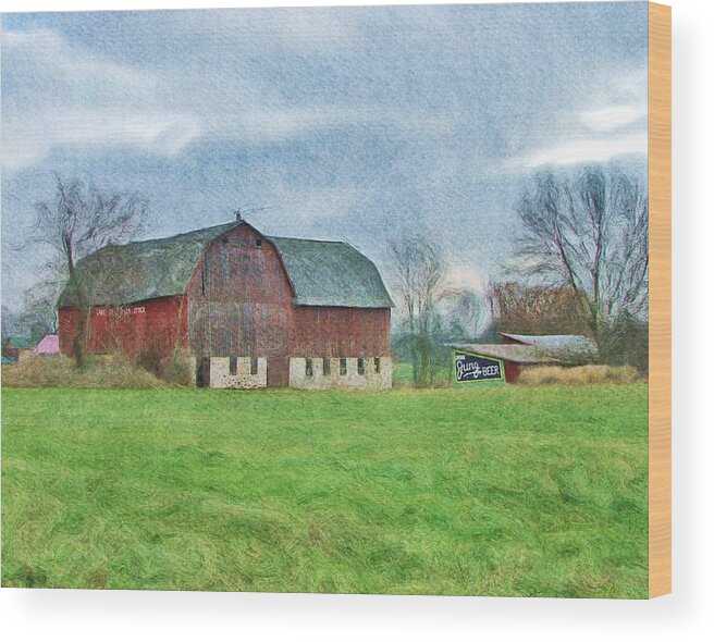  Wood Print featuring the digital art Hwy SS Barn by Stacey Carlson