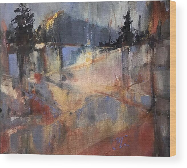 Abstract Wood Print featuring the painting Ice Fractures by Judith Levins