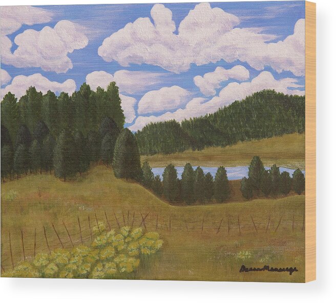 Water Wood Print featuring the painting In the White Mountains by Donna Manaraze