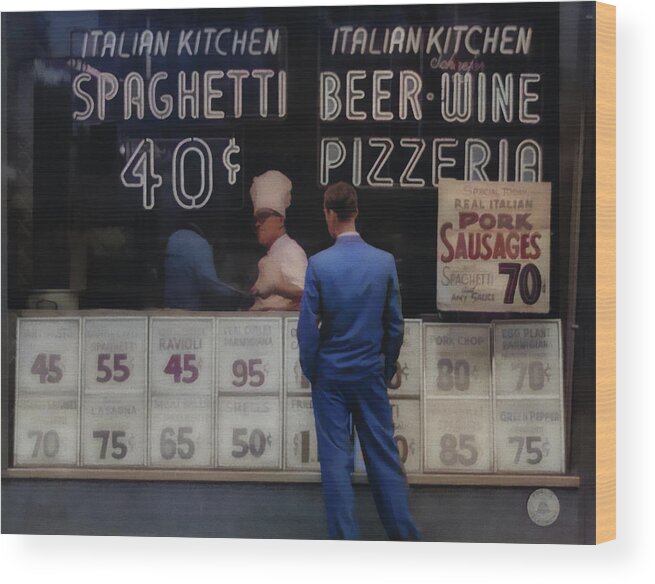 50's Wood Print featuring the photograph Italian Restarant by Jim Signorelli