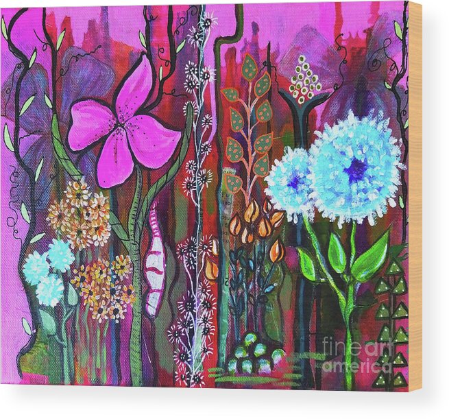 Garden Wood Print featuring the mixed media January Garden by Mimulux Patricia No