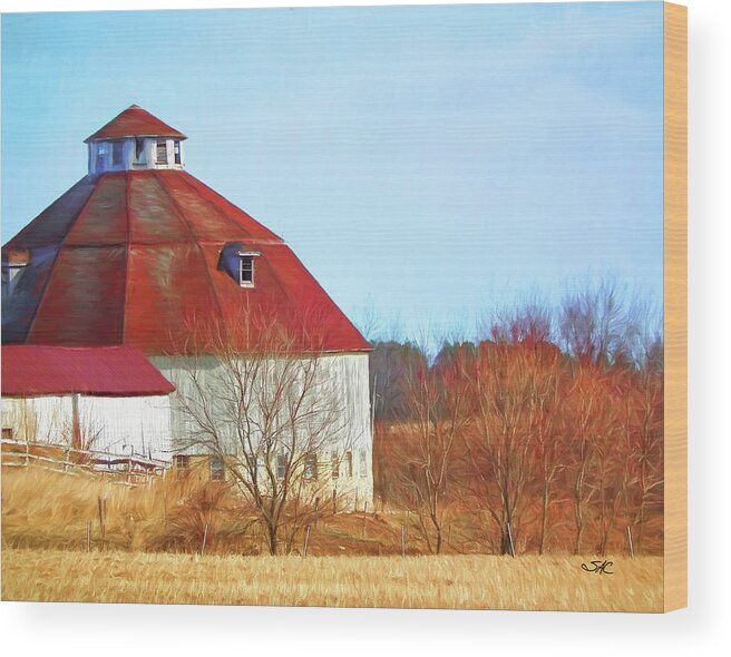 Round Barn Wood Print featuring the digital art Johnsonville Round Barn by Stacey Carlson