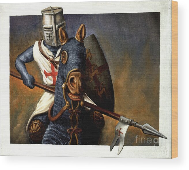 Knight Wood Print featuring the painting Jouster by Ken Kvamme