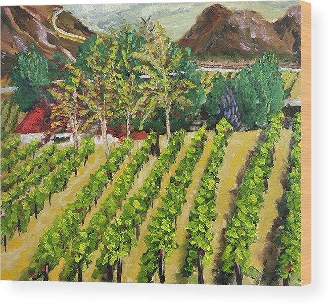 Somerset Winery Wood Print featuring the painting Kirk's View by Roxy Rich