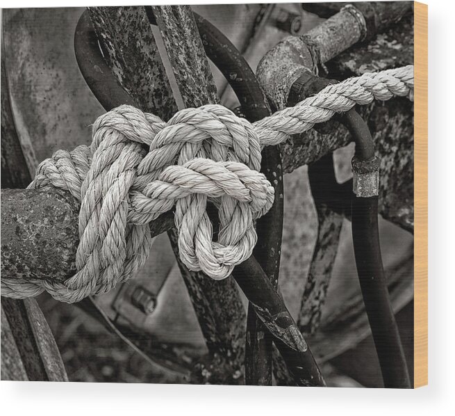Rope Wood Print featuring the photograph Knot Bay Port Michigan by Edward Shotwell