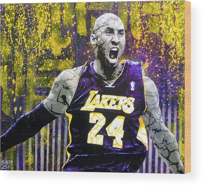 Kobe Wood Print featuring the painting Kobe The Destroyer by Bobby Zeik