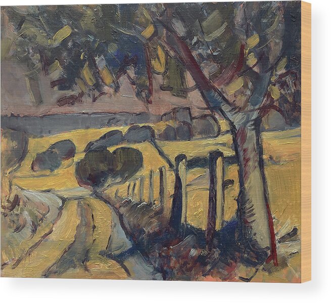 Land Road Wood Print featuring the painting Land road by Nop Briex