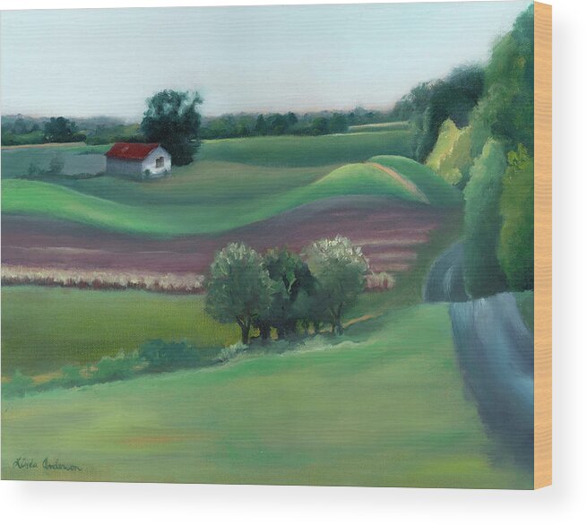 Fields Wood Print featuring the painting Late Summer's Fields by Linda Anderson