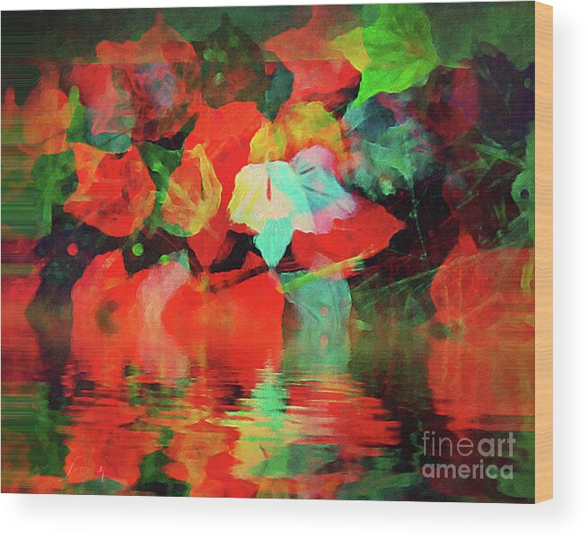 Fall Wood Print featuring the painting Leaf Glow a by Jeanette French