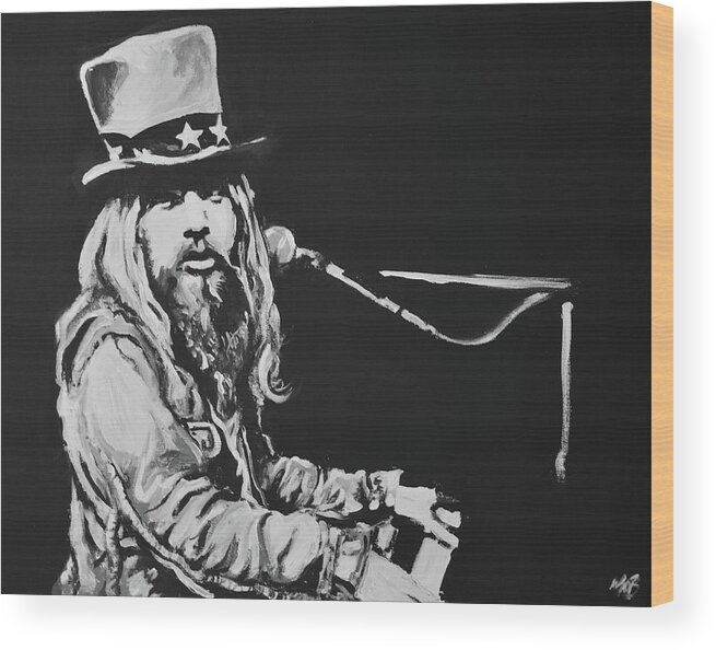 Leon Russell Wood Print featuring the painting Leon Russell by Melissa O Brien