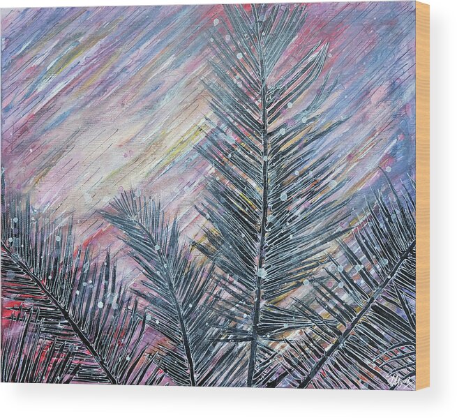 Fronds Wood Print featuring the painting Let's be Fronds by Laura Hol Art