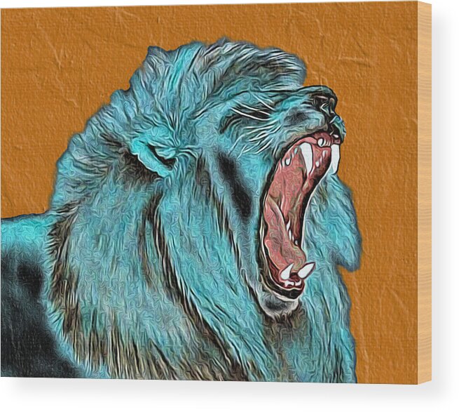 Abstract Wood Print featuring the mixed media Lion's Roar - Abstract by Ronald Mills