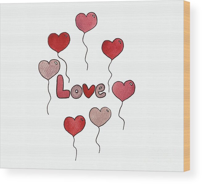 Valentine's Day Wood Print featuring the mixed media Love by Lisa Neuman