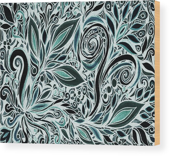 Floral Pattern Wood Print featuring the painting Magical Floral Pattern Tiffany Stained Glass Mosaic Decor XIV by Irina Sztukowski