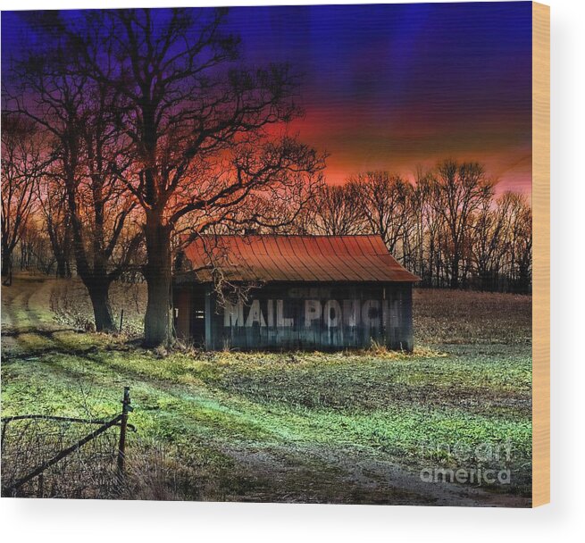 Indiana Wood Print featuring the photograph Mail Pouch Barn in Late Evening by Julie Dant