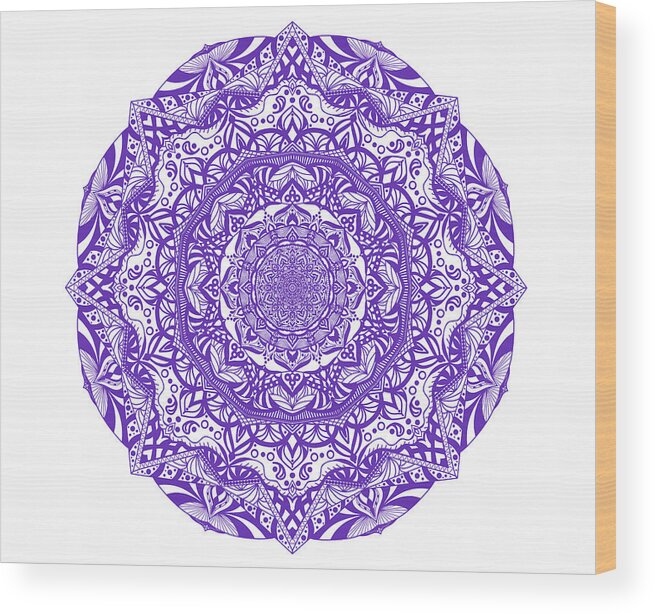 Mandalas Wood Print featuring the digital art Mandala of Purple Pleasures by Angie Tirado